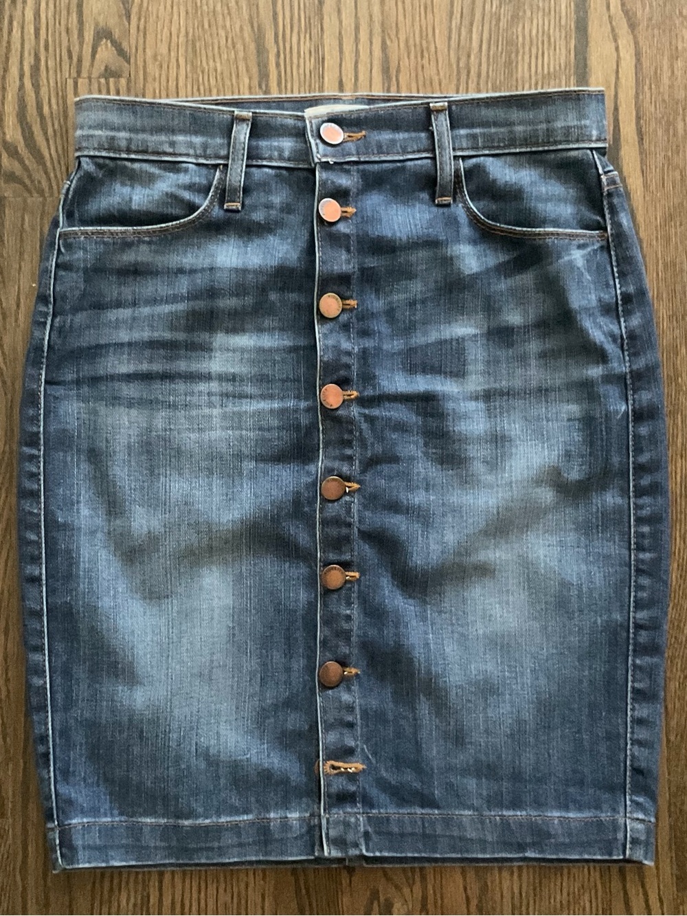 Fidelity Collette Button-Front Dark Wash Denim Pencil Skirt size 26